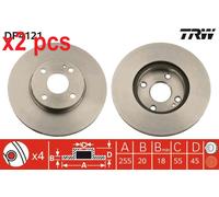 X2 PCS L&R SIDES DF4121 BRAKE DISC TRW