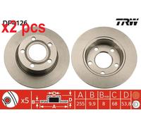 X2 PCS L&R SIDES DF4126 BRAKE DISC TRW