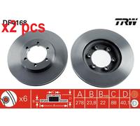 X2 PCS L&R SIDES DF4168 BRAKE DISC TRW