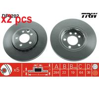 X2 PCS L&R SIDES DF4202 BRAKE DISC TRW