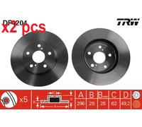 X2 PCS L&R SIDES DF4204 BRAKE DISC TRW