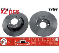 X2 PCS L&R SIDES DF4215 BRAKE DISC TRW