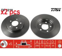 X2 PCS L&R SIDES DF4218 BRAKE DISC TRW