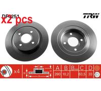 X2 PCS L&R SIDES DF4251 BRAKE DISC TRW