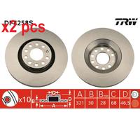 X2 PCS L&R SIDES DF4258S BRAKE DISC TRW
