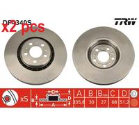 X2 PCS L&R SIDES DF4340S BRAKE DISC TRW