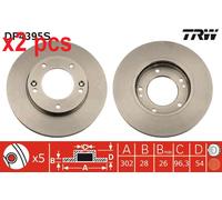 X2 PCS L&R SIDES DF4395S BRAKE DISC TRW