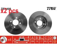 X2 PCS L&R SIDES DF4409 BRAKE DISC TRW