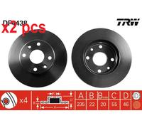 X2 PCS L&R SIDES DF4438 BRAKE DISC TRW