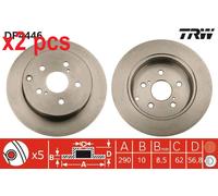 X2 PCS L&R SIDES DF4446 BRAKE DISC TRW