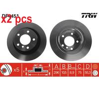 X2 PCS L&R SIDES DF4451 BRAKE DISC TRW