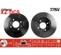 X2 PCS L&R SIDES DF4496 BRAKE DISC TRW