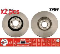X2 PCS L&R SIDES DF4748S BRAKE DISC TRW