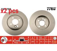 X2 PCS L&R SIDES DF4799 BRAKE DISC TRW