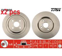 X2 PCS L&R SIDES DF4800 BRAKE DISC TRW