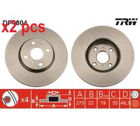 X2 PCS L&R SIDES DF4804 BRAKE DISC TRW
