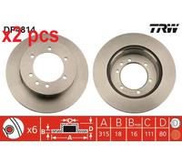 X2 PCS L&R SIDES DF4814 BRAKE DISC TRW