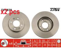 X2 PCS L&R SIDES DF4839 BRAKE DISC TRW