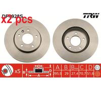 X2 PCS L&R SIDES DF4928S BRAKE DISC TRW