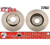 X2 PCS L&R SIDES DF4974S BRAKE DISC TRW