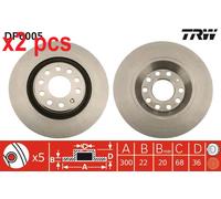 X2 PCS L&R SIDES DF6005 BRAKE DISC TRW