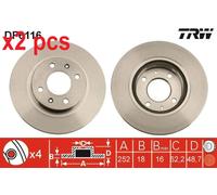 X2 PCS L&R SIDES DF6116 BRAKE DISC TRW