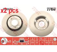 X2 PCS L&R SIDES DF6670 BRAKE DISC TRW
