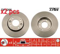 X2 PCS L&R SIDES DF7266 BRAKE DISC TRW