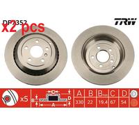X2 PCS L&R SIDES DF7352 BRAKE DISC TRW