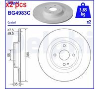 X2 PCS L&R SIDES FITS ABARTH 124 SPIDER 1.4 BRAKE DISC BG4983C DELPHI