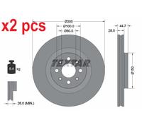 X2 PCS L&R SIDES FITS ABARTH GRANDE PUNTO 1.4 BRAKE DISC 92202203 TEXTAR