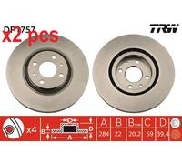 X2 PCS L&R SIDES FITS ALFA ROMEO 145 1.8 I.E. 16V T.S. BRAKE DISC DF1757 TRW