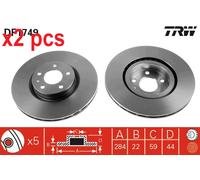 X2 PCS L&R SIDES FITS ALFA ROMEO 147 1.6 16V T.SPARK ECO BRAKE DISC DF1749 TRW