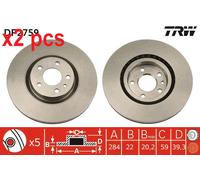 X2 PCS L&R SIDES FITS ALFA ROMEO GTV 1.8 16V BRAKE DISC DF2759 TRW