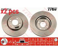 X2 PCS L&R SIDES FITS ALFA ROMEO MITO 0.9 TWINAIR BRAKE DISC DF2734 TRW