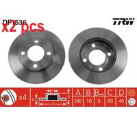 X2 PCS L&R SIDES FITS AUDI 80 B2 SALOON 1.8 CC QUATTRO BRAKE DISC DF1536 TRW