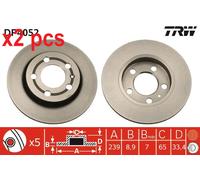 X2 PCS L&R SIDES FITS AUDI A3 1.8 T QUATTRO BRAKE DISC DF4052 TRW