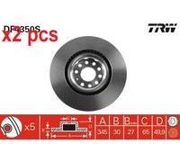 X2 PCS L&R SIDES FITS AUDI A3 1.8 TFSI QUATTRO BRAKE DISC DF4350S TRW