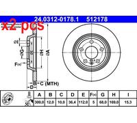 X2 PCS L&R SIDES FITS AUDI A4 ALLROAD B8 2.0 TFSI BRAKE DISC 24.0312-0178.1 ATE