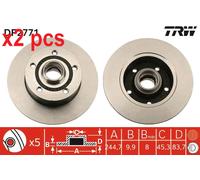 X2 PCS L&R SIDES FITS AUDI A4 B5 1.6 BRAKE DISC DF2771 TRW