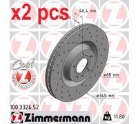 X2 PCS L&R SIDES FITS AUDI A4 B6 3.0 BRAKE DISC 100.3326.52 ZIMMERMANN