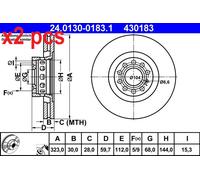 ATE Brake disc 24.0130-0183.1 323,0 30,0 5 112,0 Vented Coated High-carbon AUDI: A8 D3, A8 D2, A6 C4 Avant, VOLKSWAGEN: Phaeton