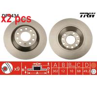 X2 PCS L&R SIDES FITS AUDI A6 C6 2.0 TFSI BRAKE DISC DF4434 TRW