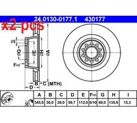 X2 PCS BRAKE DISC 24.0130-0177.1