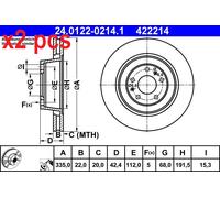 1X Brake disc ATE 24.0122-0214.1 for AUDI A8 D3 (4E2, 4E8) 3 2003-201