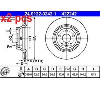 ATE Brake Disc 24.0122-0242.1 – Vented – For Audi TT (2007–2014)