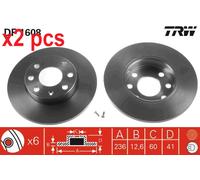 X2 PCS L&R SIDES FITS BEDFORD ASTRA VAN ESTATE VAN 1.6 D BRAKE DISC DF1608 TRW