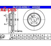ATE Brake Disc 24.0122-0292.1 - BMW 2 Active Tourer (F45) 216i; MINI Clubman (F54) 1.5