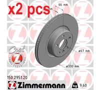 X2 PCS L&R SIDES FITS BMW 3 320 E BRAKE DISC 150.2951.20 ZIMMERMANN