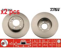 X2 PCS L&R SIDES FITS BMW 5 520 I BRAKE DISC DF4361 TRW